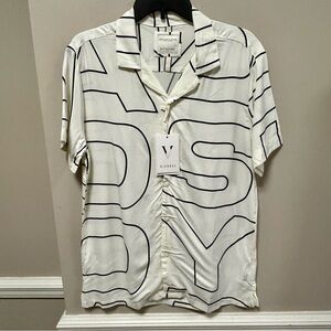 Denim & Flower Ricky Singh Sz M Ivory & Black Shirt NWT